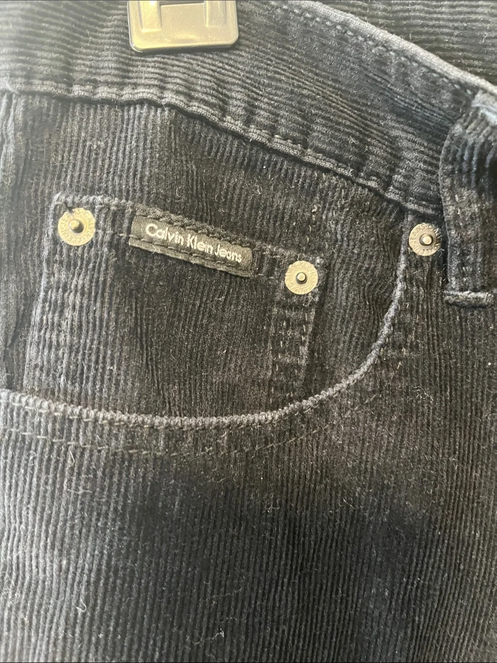Calvin Klein Jeans Black Corduroy Straight-Leg Pants